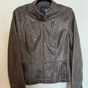 Brown Faux Leather Jacket
